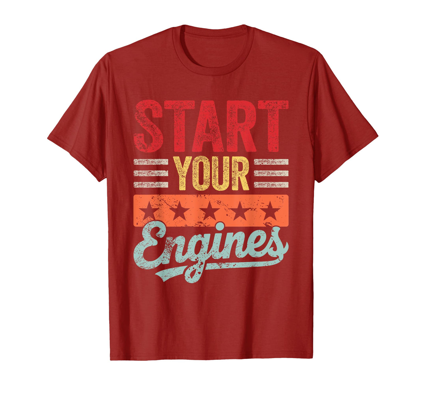 Retro Start Your Engines Vintage Checkered Flag Race Car T-Shirt