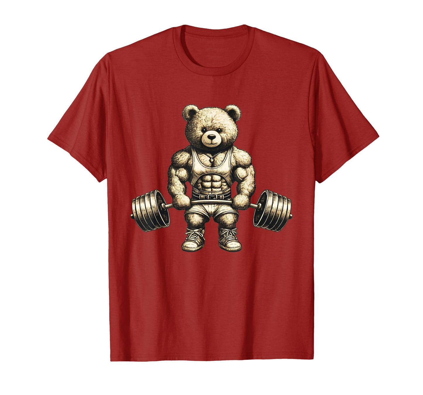 Funny Teddy Bear Lifting Weights Gym Workout Animal Shirts T-Shirt
