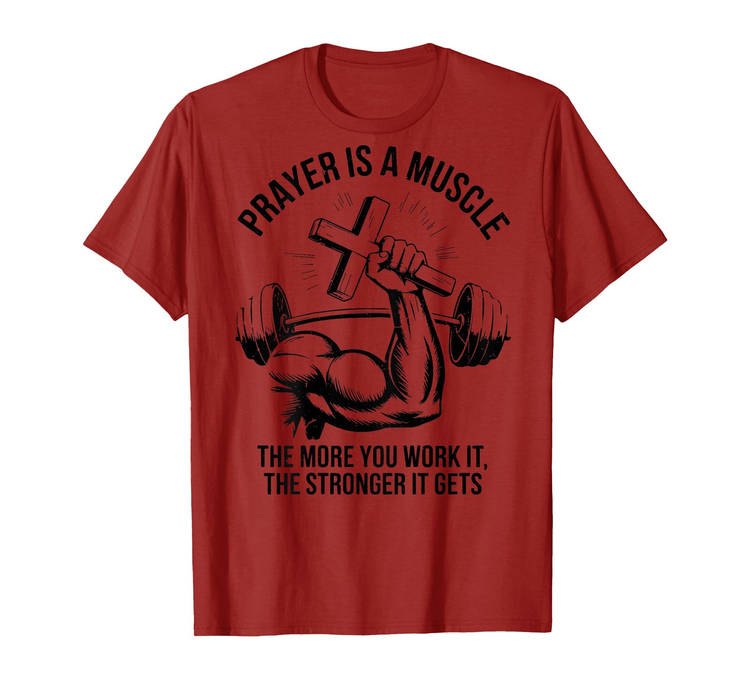 Men's Prayer Is A Muscle Workout Christian Gym Jesus Funny T-Shirt