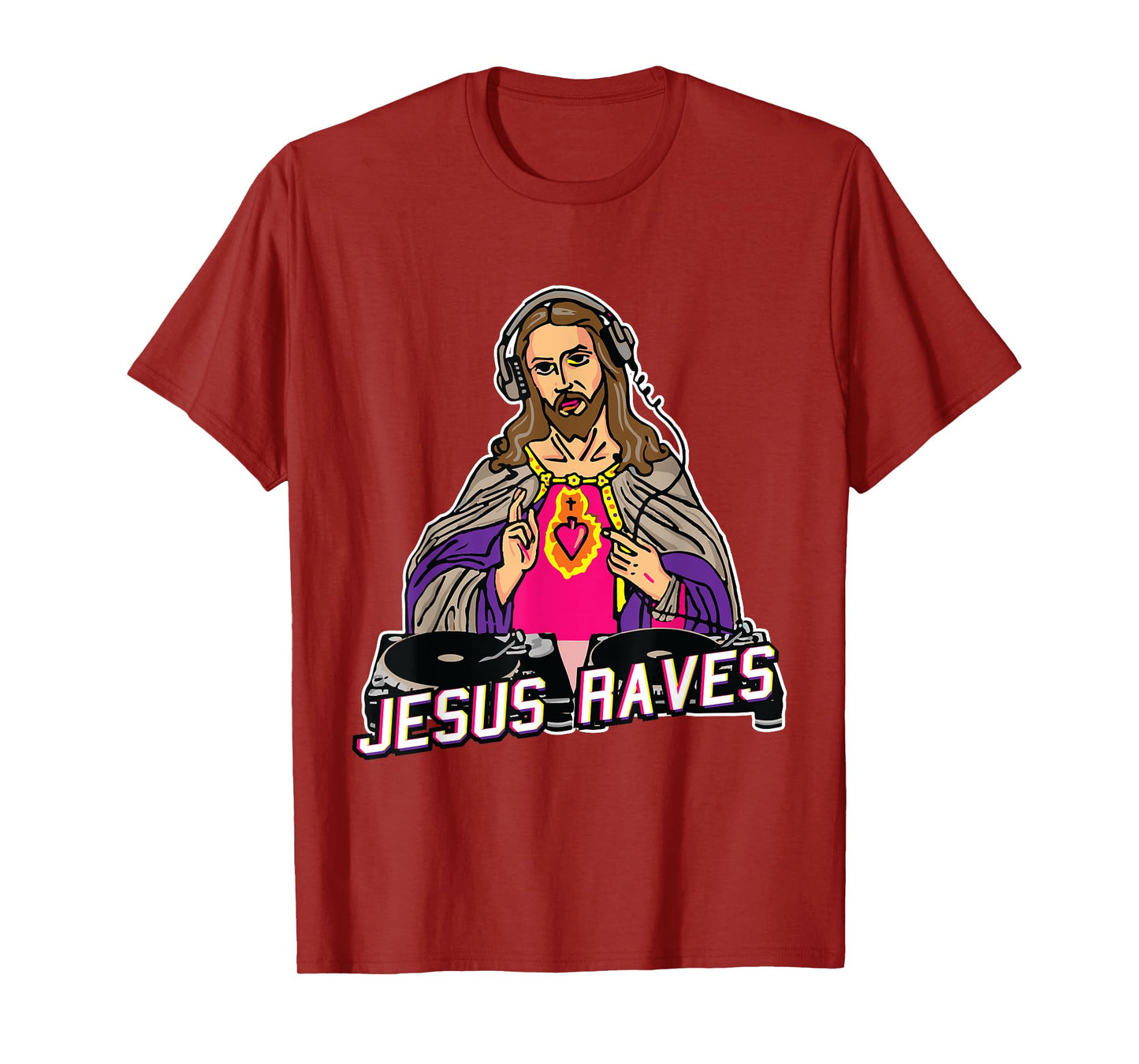 Jesus Raves Christmas EDM Music X-Mas Party Christian DJ T-Shirt