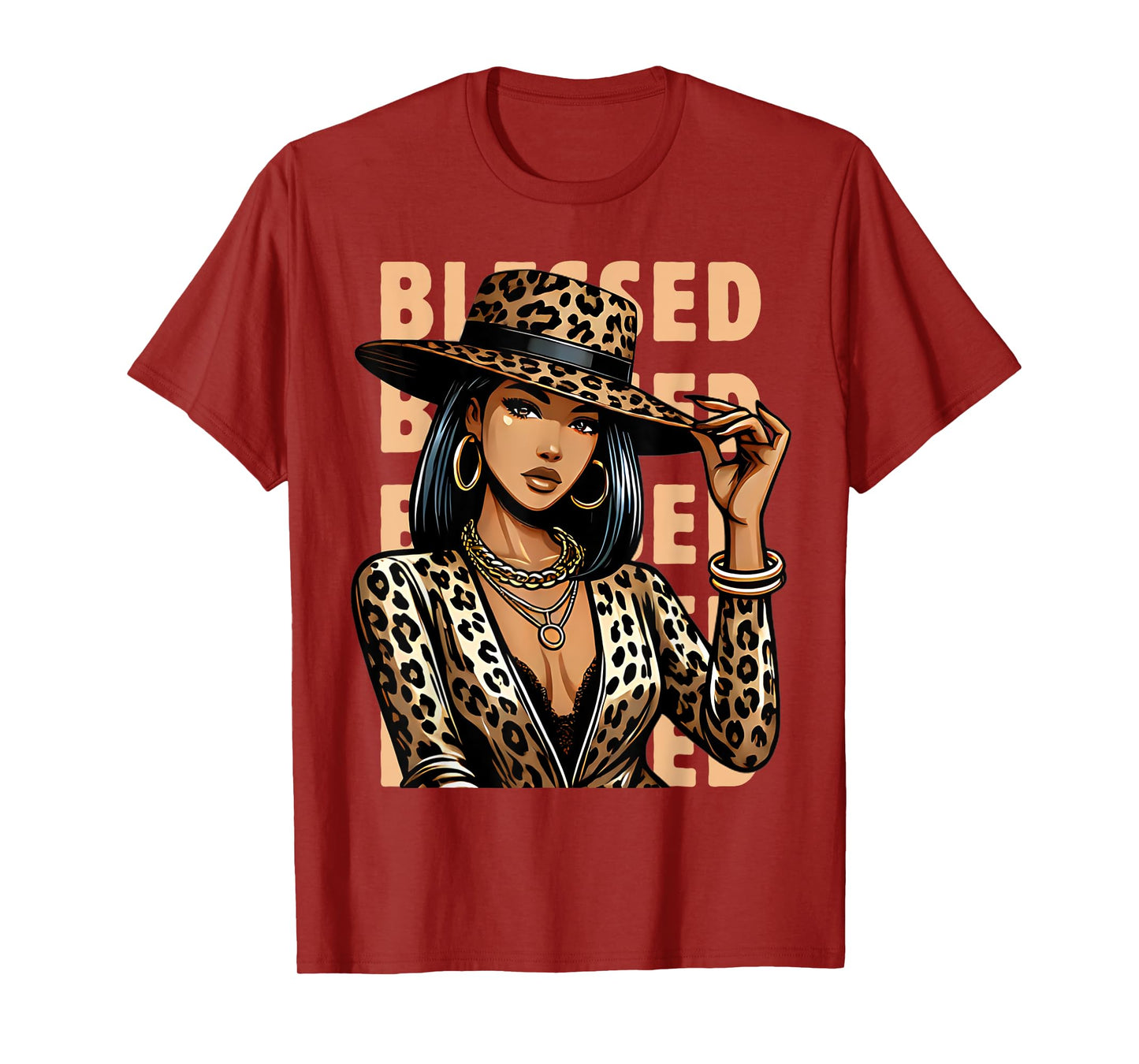 Blessed Black Cowgirl Leopard Western Swag African Christian T-Shirt