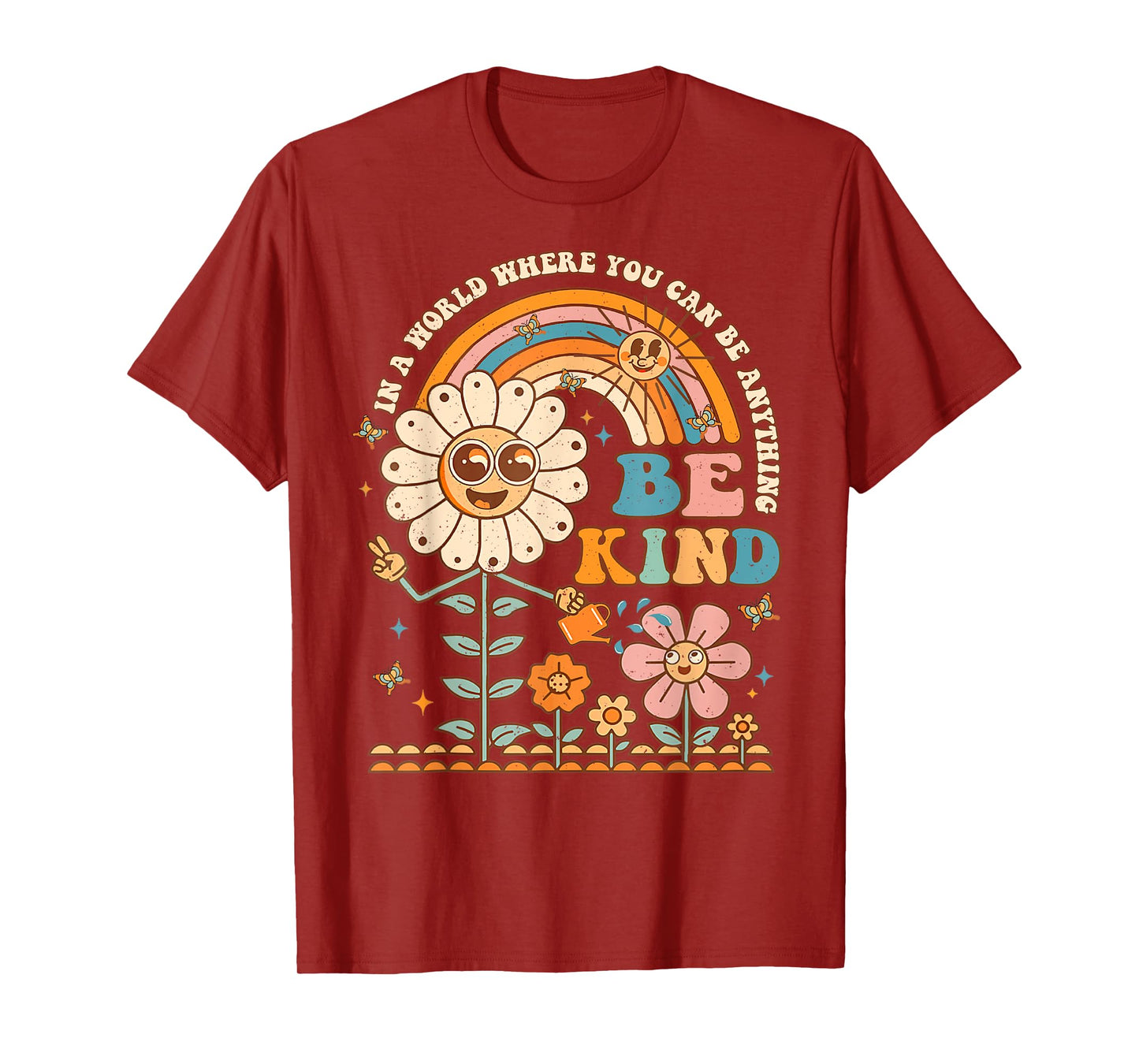 Be Kind Inspirational Positive Vibes Kindness Groovy Retro T-Shirt