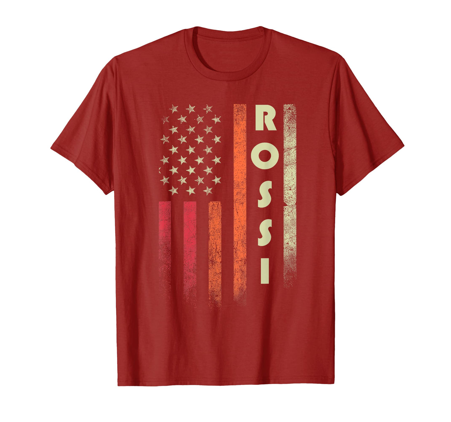 ROSSI Surname Funny Retro Vintage Birthday American Flag T-Shirt