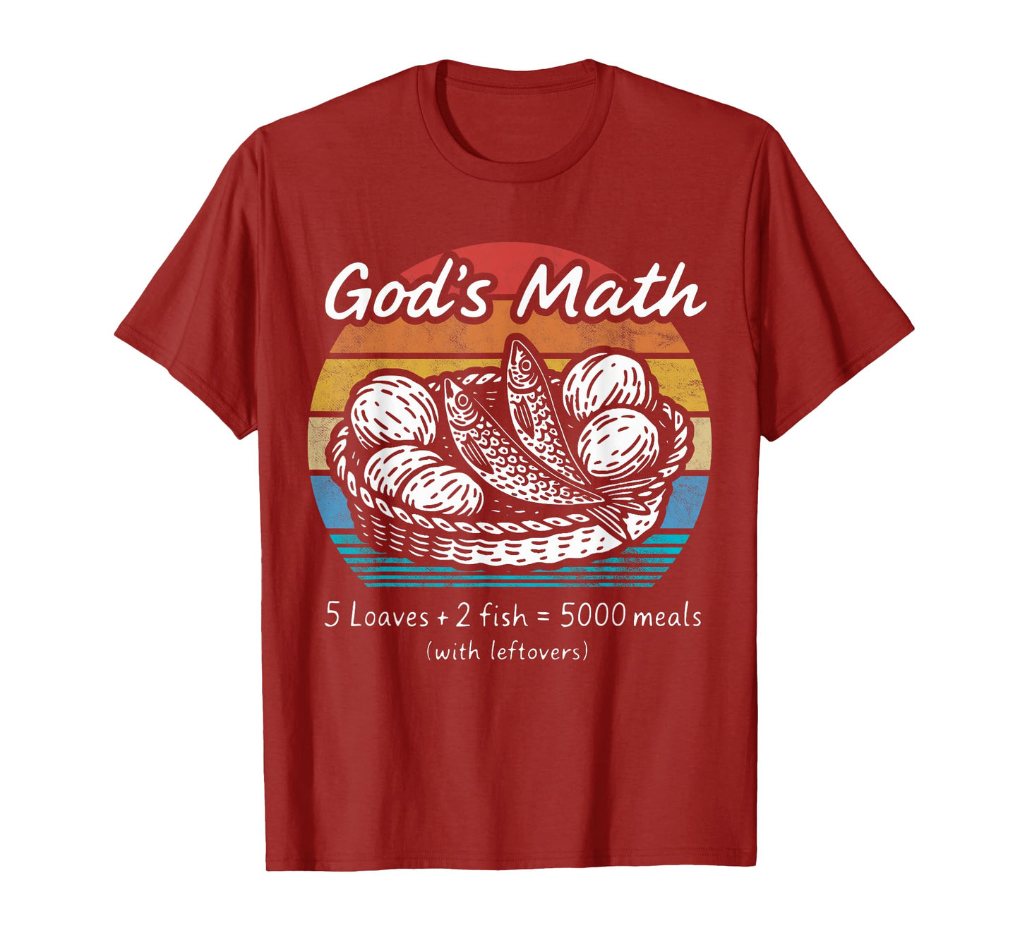 God's Math Loaves Fish Miracle Bible Verse Retro Christian T-Shirt