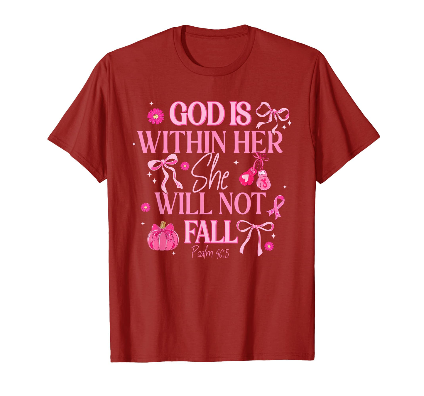 God is Within Her She Will Not Fall Breast Cancer Awareness T-Shirt