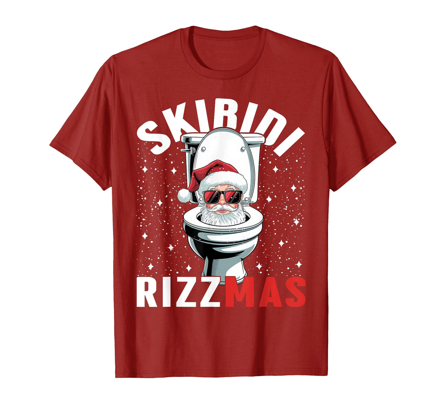 Funny Toilet Santa Skibidi Rizzmas White Elephant Christmas T-Shirt