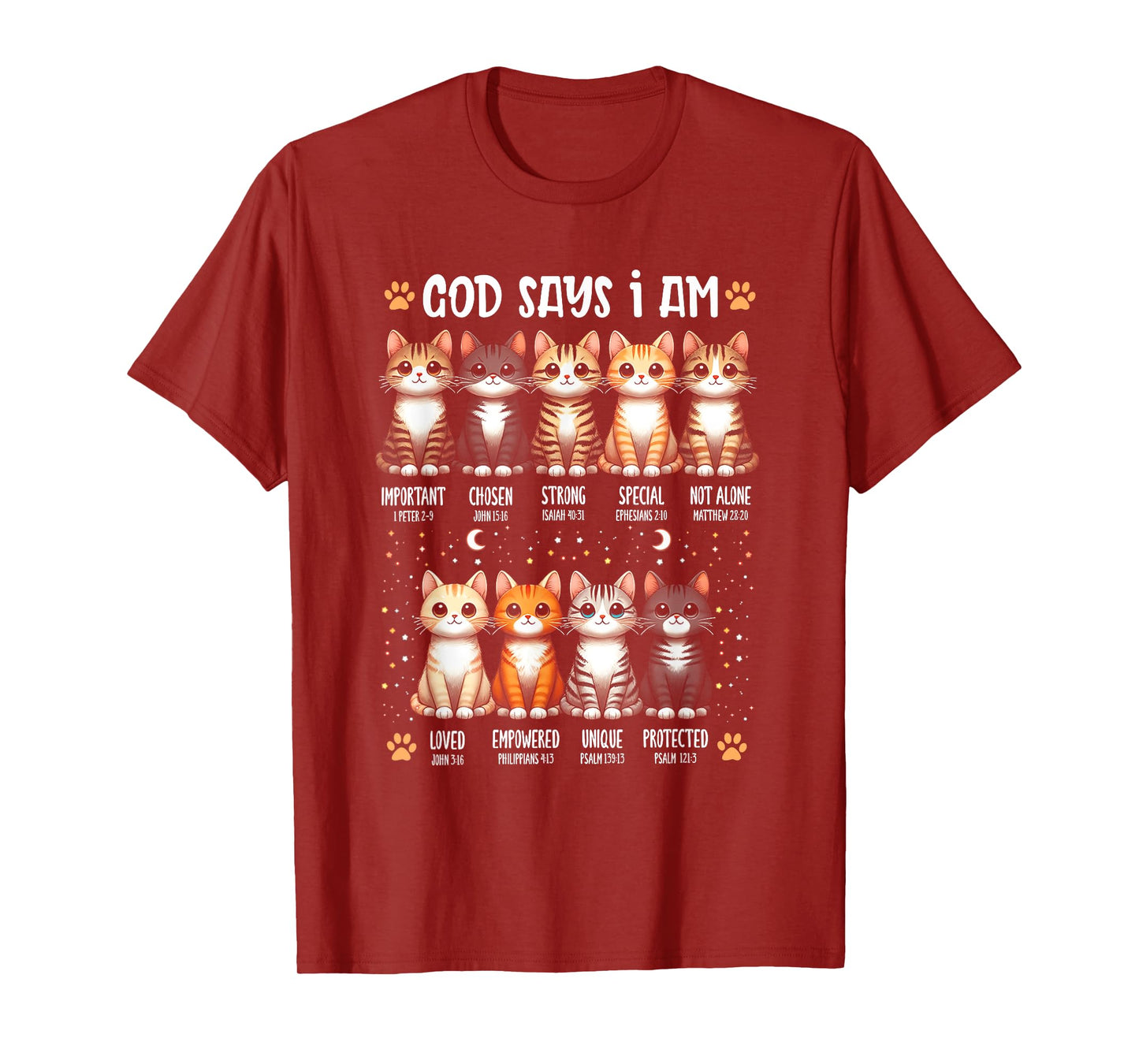 God Says I Am Christian Bible Verse Cat Lover Christian Men Women T-Shirt