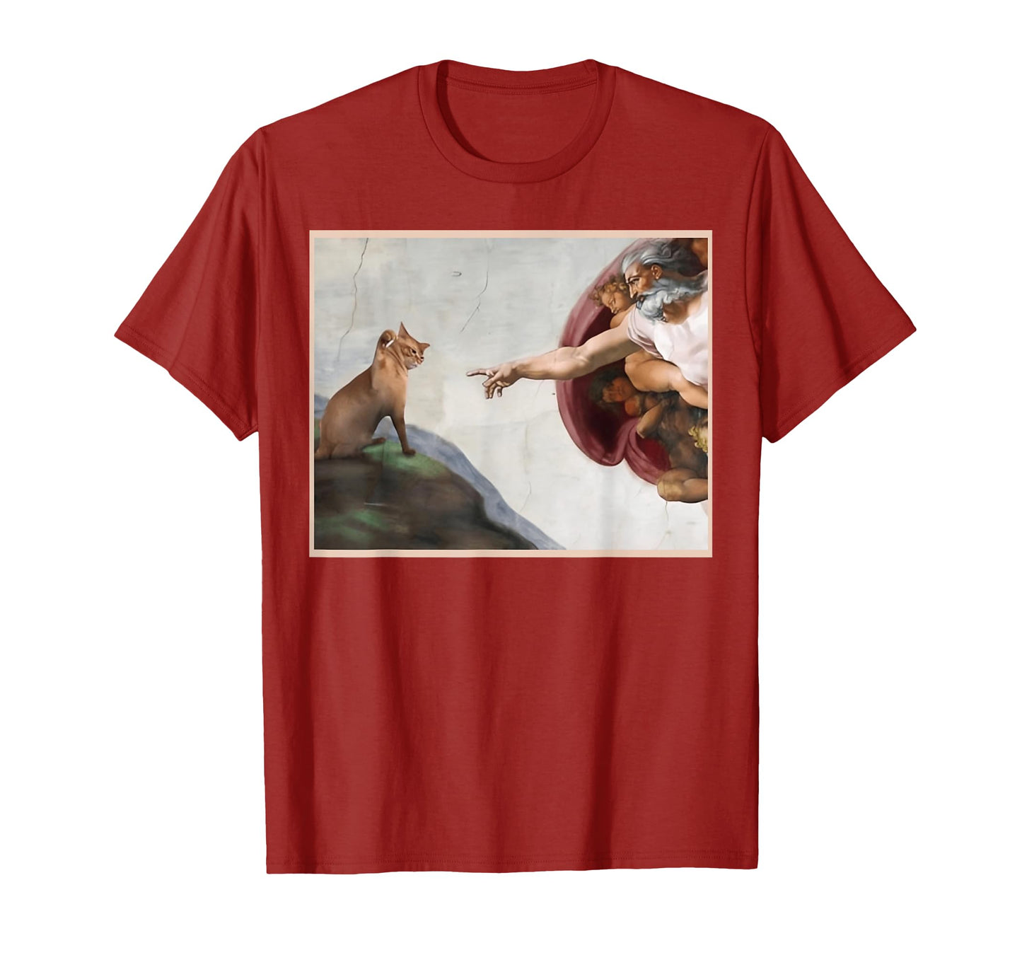 Cat God Creation of Adam Meme Funny Memes Internet Memes Men T-Shirt