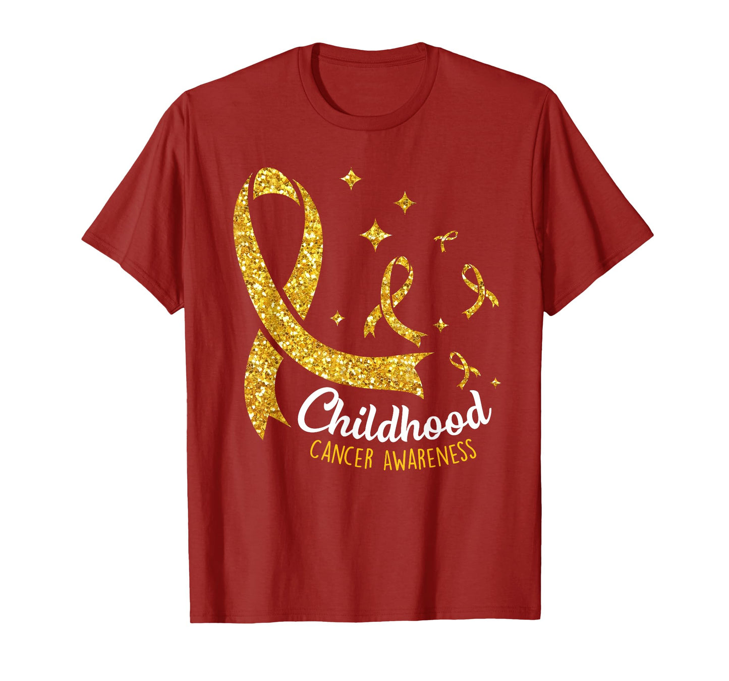 Gold Ribbon Childhood Cancer Awareness Girls Kids Womens T-Shirt