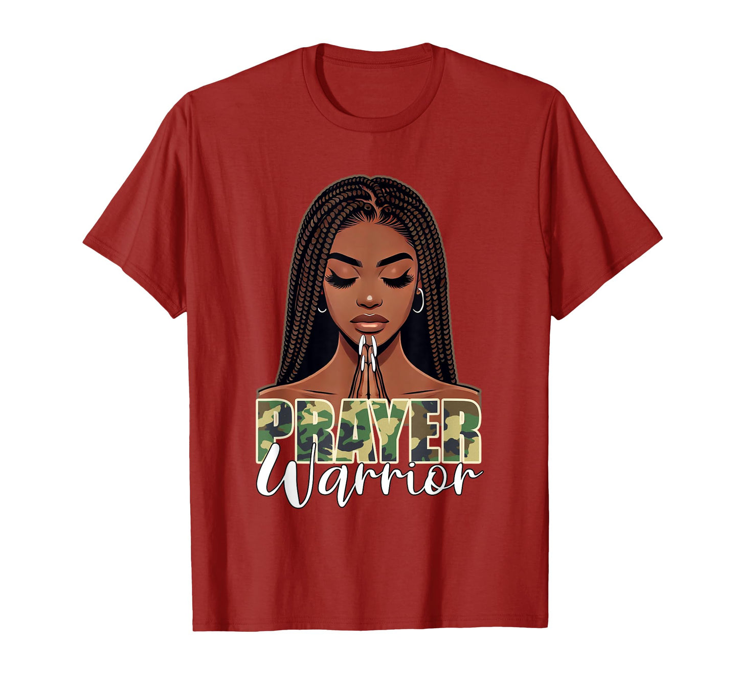 Prayer Warrior Young Christian Black Woman Pray Camo T-Shirt