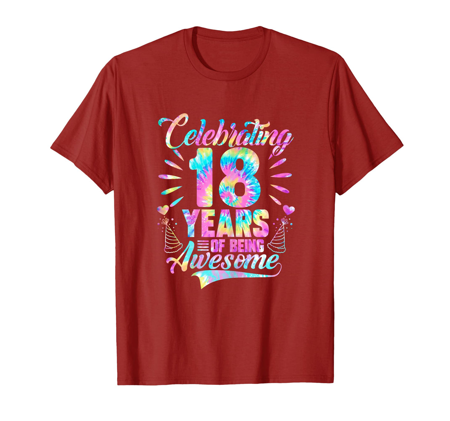 Celebrating 18 Year Of Being Awesome With Tie-dye Graphic T-Shirt