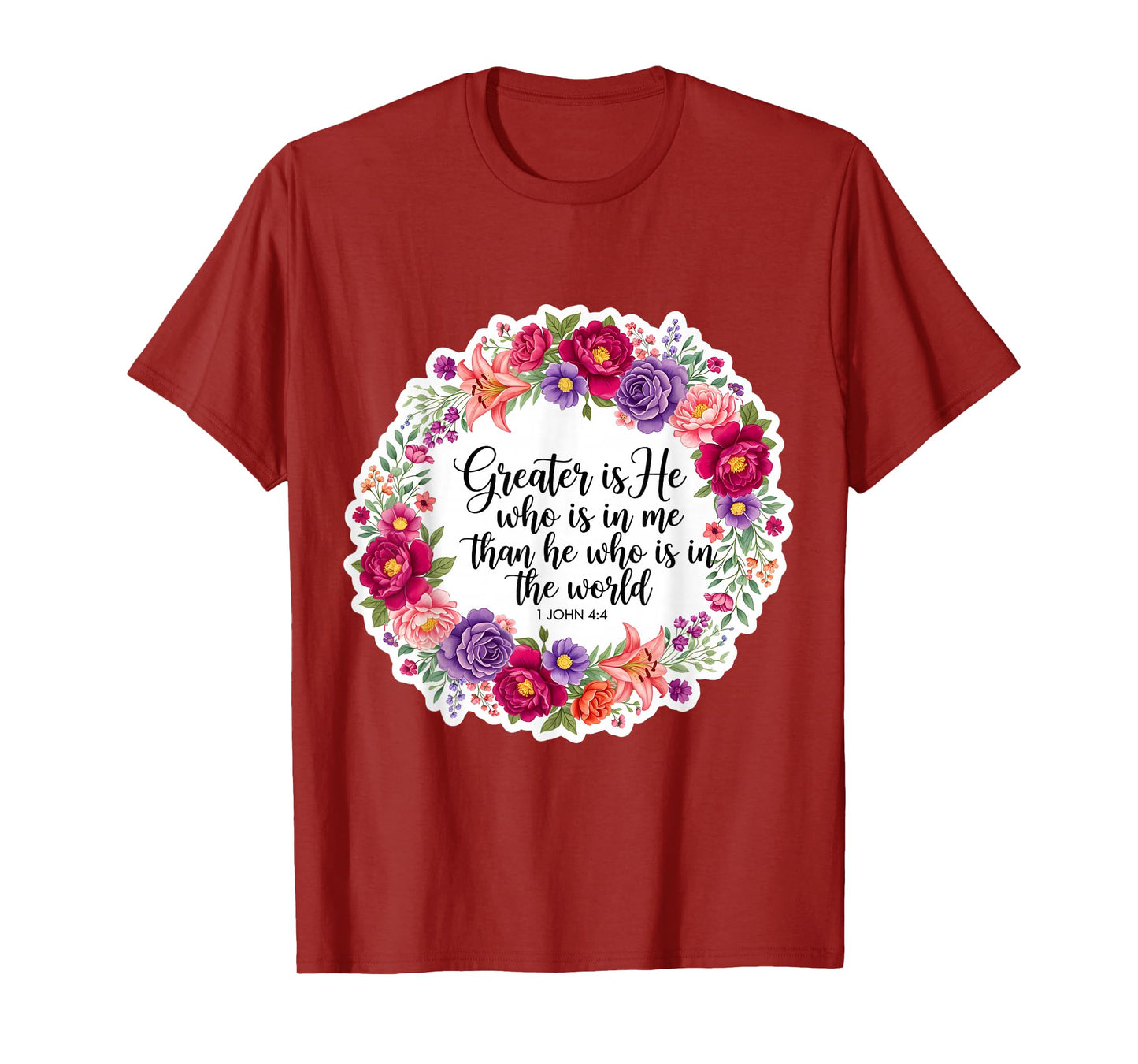 Christian Woman Bible Verse Jesus Greater is He Who is in Me T-Shirt