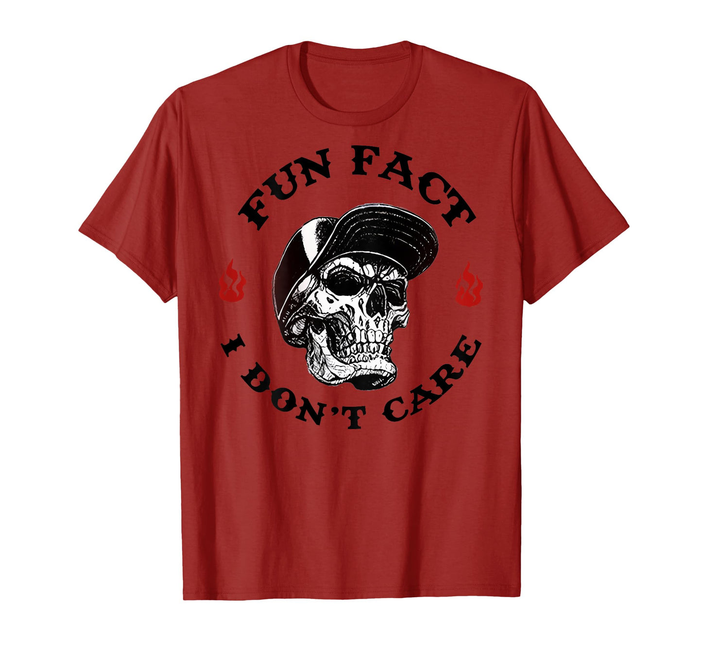 (ON BACK) Fun Fact I Don't Care Funny Skeleton Saying Quote T-Shirt