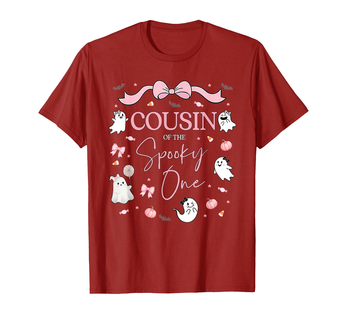 Cousin of The Spooky One Birthday Girl Pink Bow Halloween T-Shirt