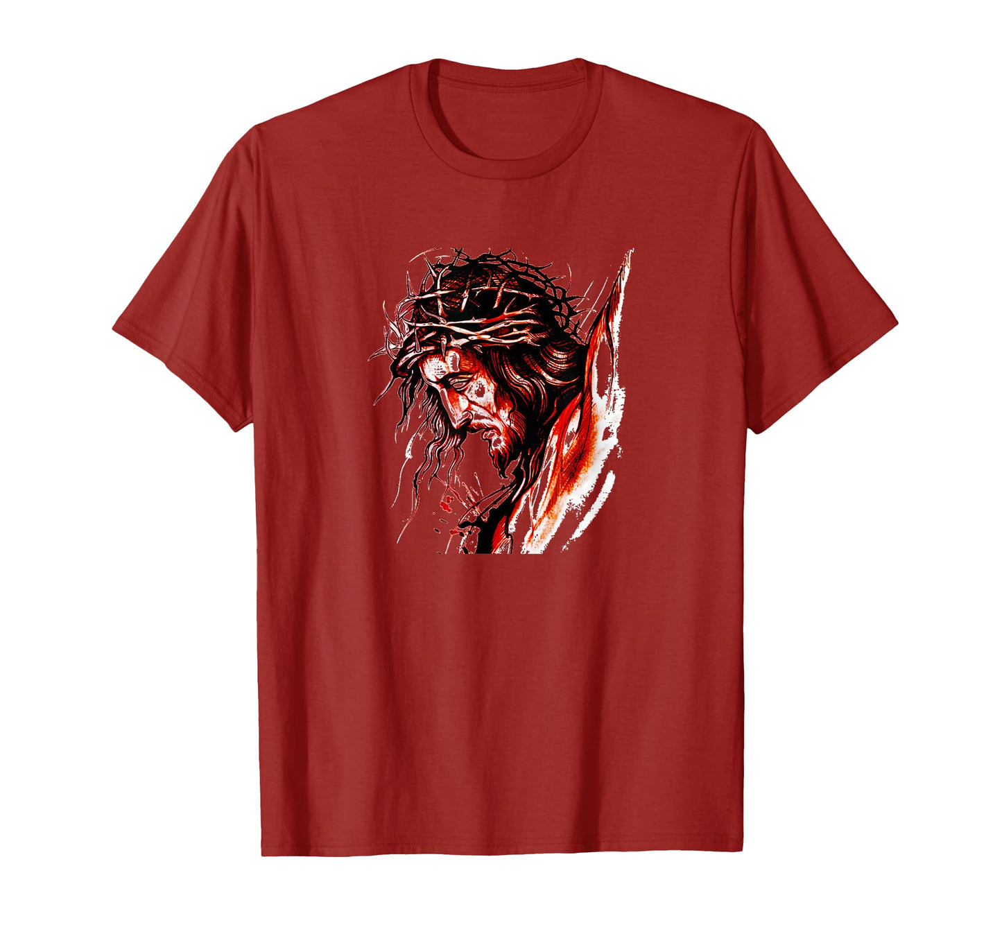 Vintage The Face of Jesus with Crown Drawing Graphic T-Shirt