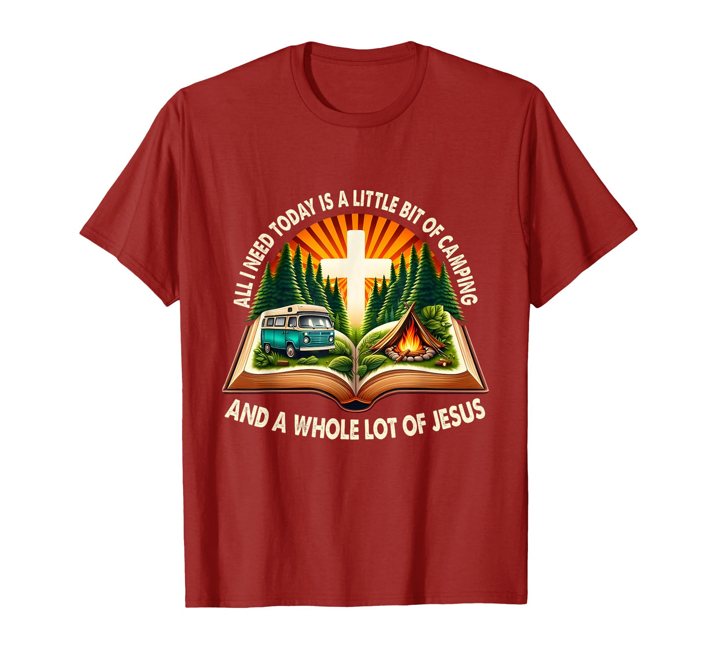 Camping and Jesus Outdoors Faith Bible Campfire Apparel T-Shirt