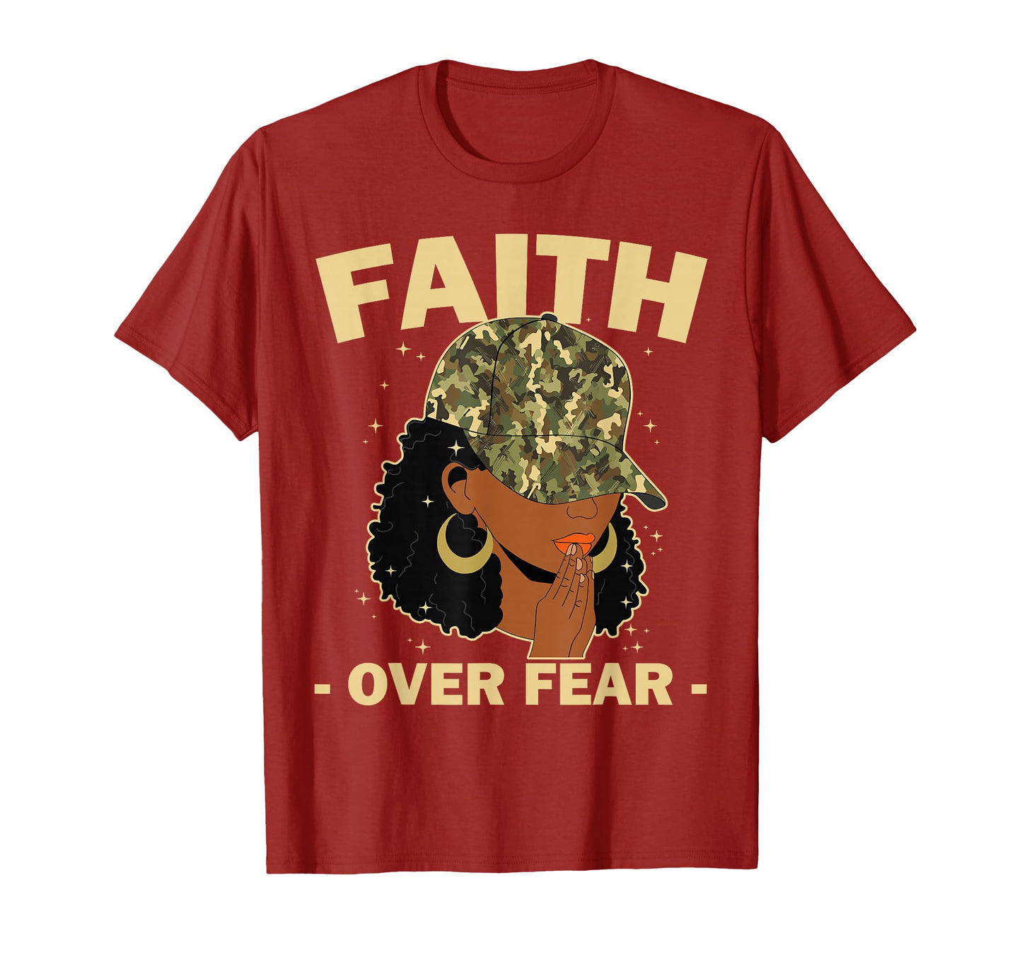 Faith Over Fear Christian Camo African American Afro Women T-Shirt