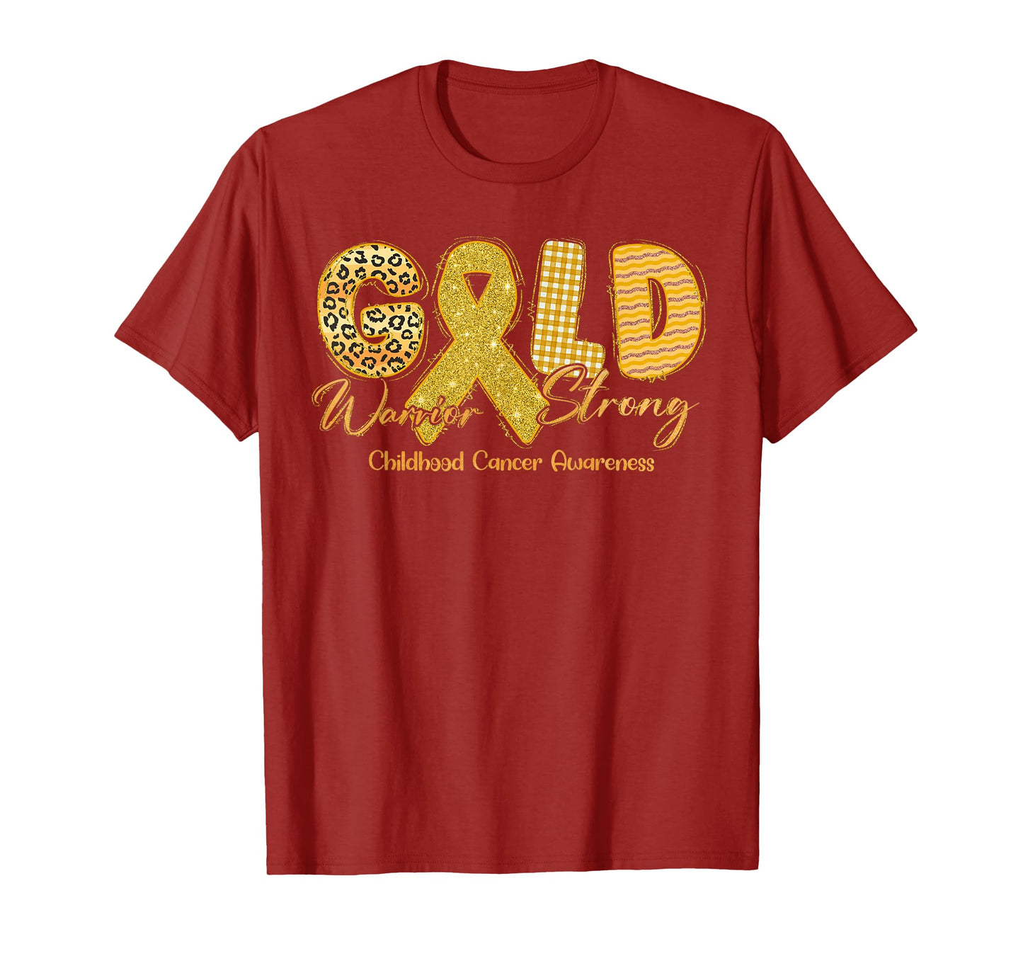 Gold Warrior Strong Childhood Cancer Awareness Gold Ribbon T-Shirt