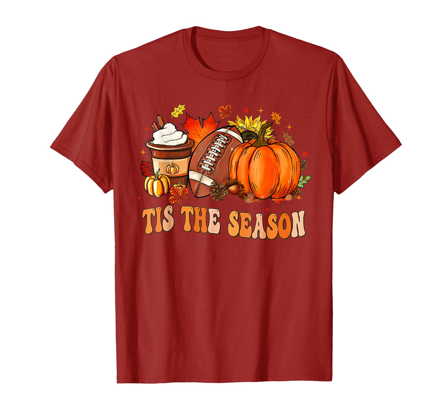 Pumpkin Spice Football Tis The Season Fall Thanksgiving T-Shirt