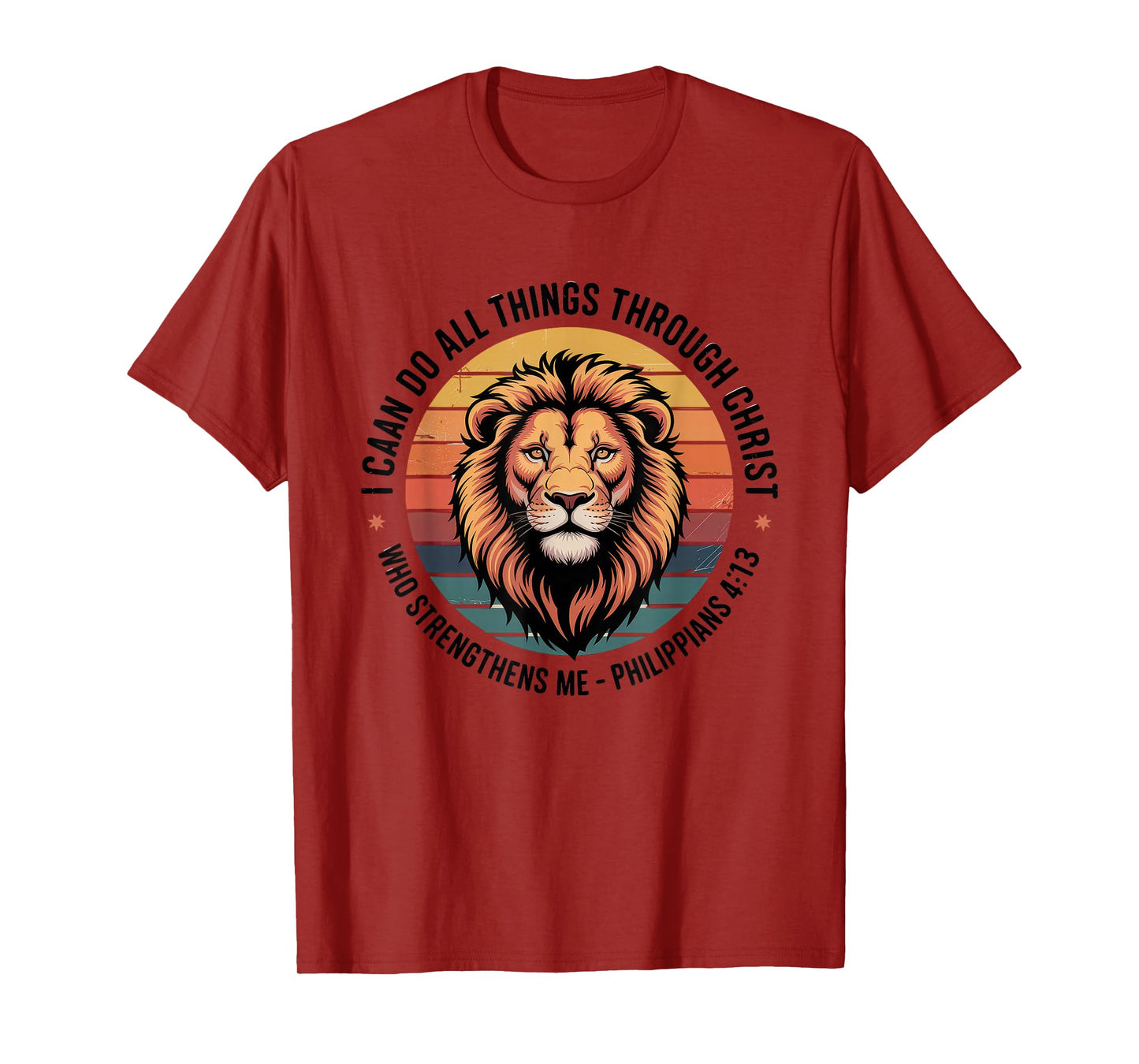 Christian Tshirt Philippians 4:13 Religious Lion Strengthens T-Shirt