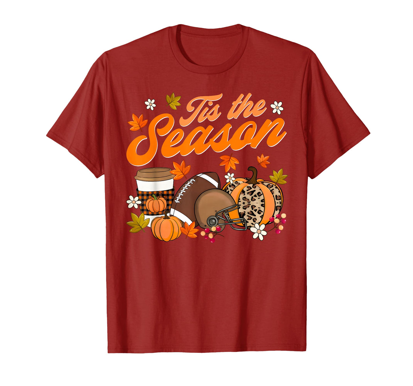 Pumpkin Spice Football Tis The Season Fall Thanksgiving T-Shirt