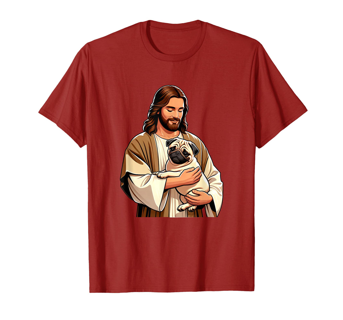 Pug Jesus byAxisone Unisex-Adults Kids T-Shirt Black Small Cartoon Christmas