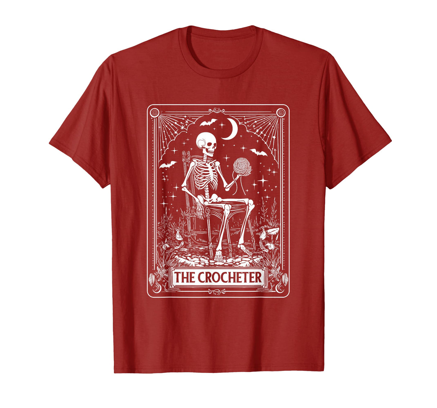 Skeleton The Crocheter Tarot Card Knitter Crochet Lover T-Shirt