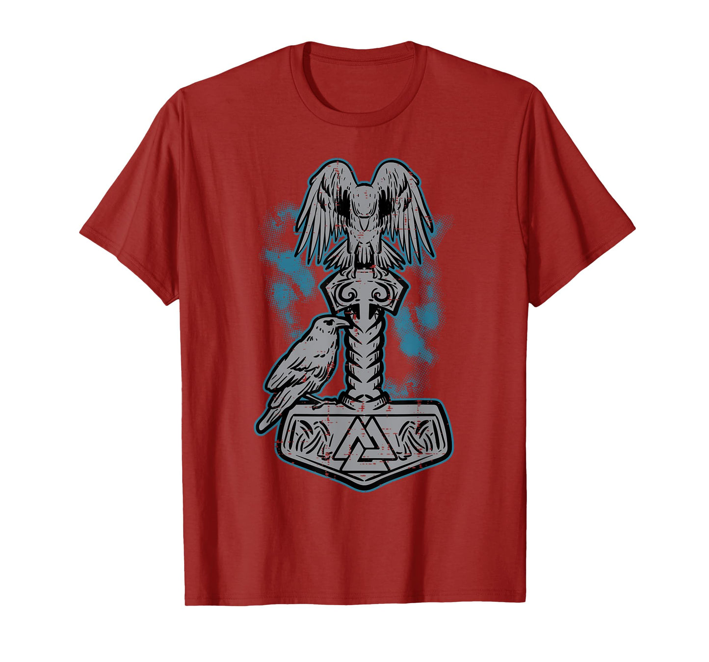 Viking Mjolnir Ravens Huggin Norse Mythology Men Women Kids T-Shirt