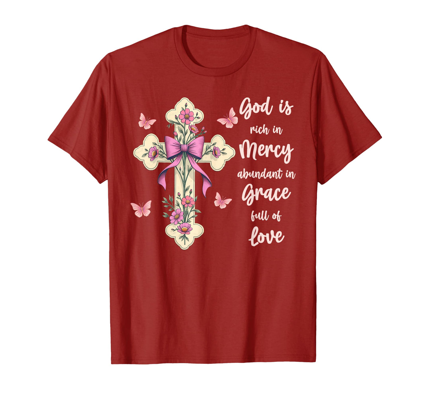God Is Full Of Grace, Mercy, And Love Chinoiserie Cross T-Shirt