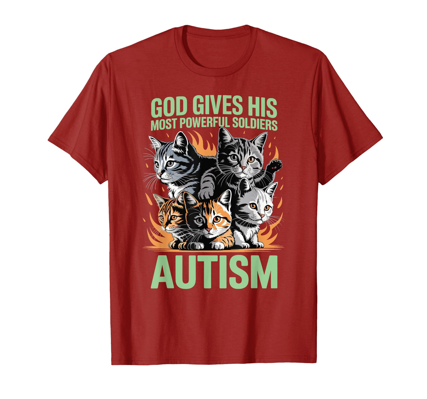God Gives His Most Powerful Soldiers Autism Funny Cats Meme T-Shirt