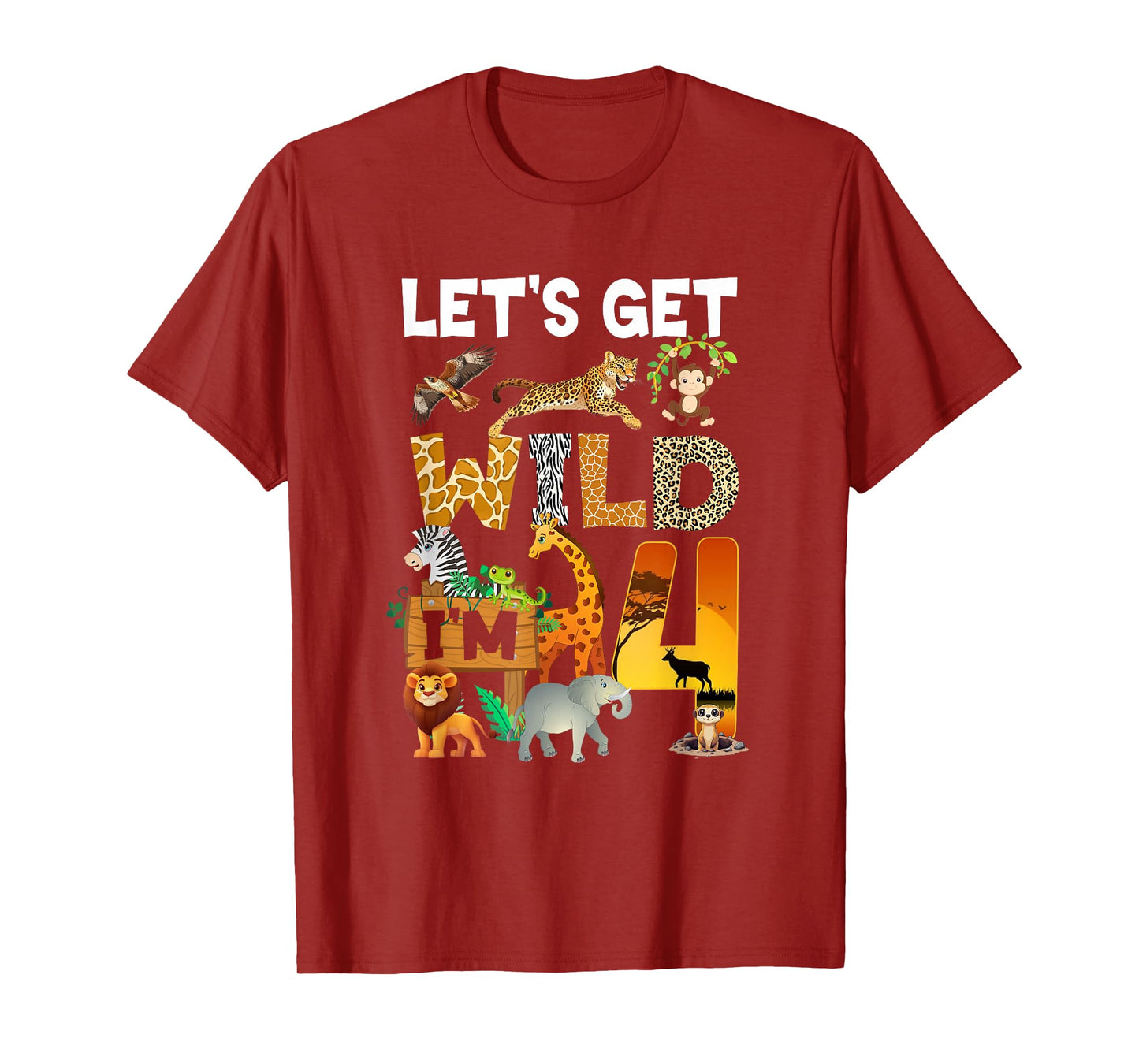 4 Year Old Zoo Birthday Safari Jungle Animal 4Th Bday T-Shirt