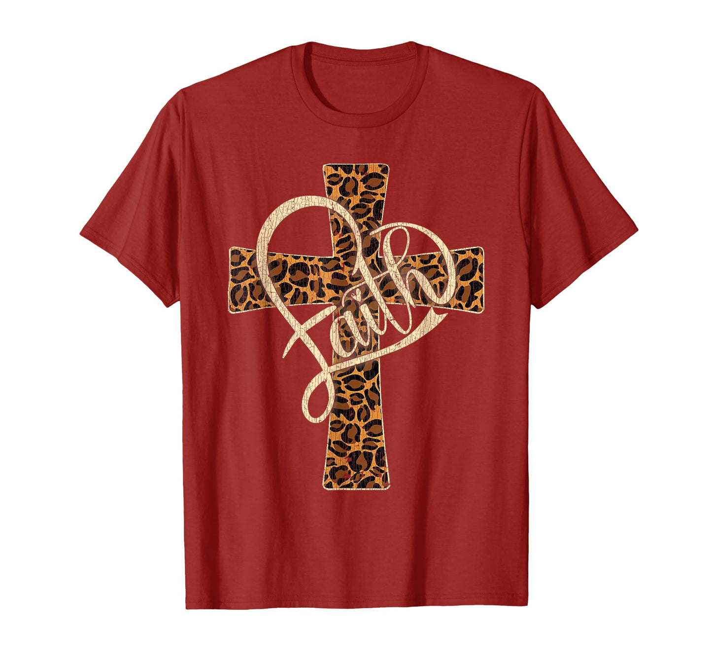 Vintage Faith Christian Men Womens Leopard Cheetah Print T-Shirt