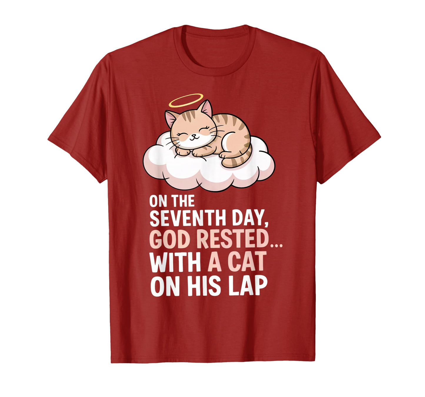 On The Seventh Day God Rested Cat Christian Pets T-Shirt