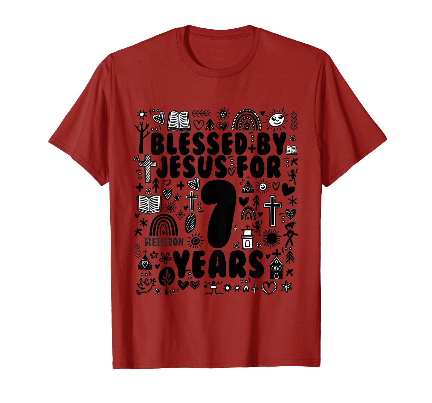 Kids BLESSED BY JESUS FOR 7 YEARS Birthday T-Shirt