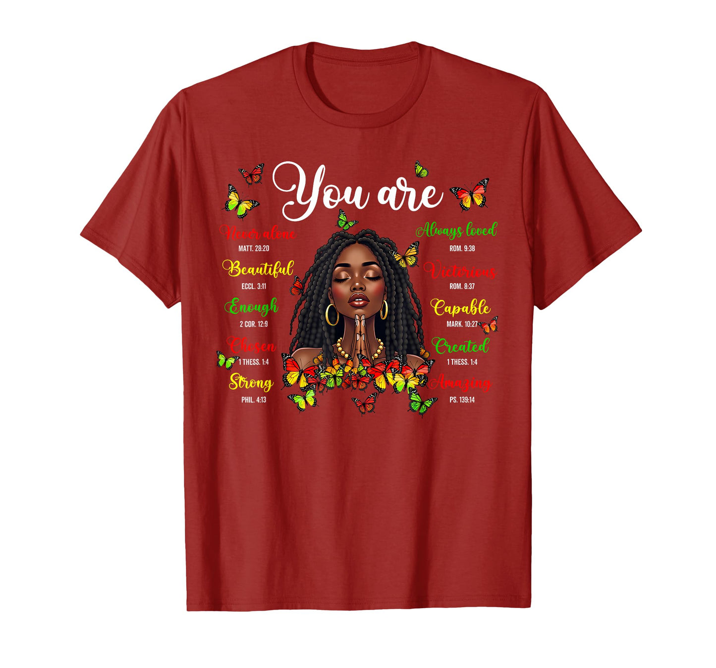 Black History Loc'd Afro Girl You Are Bible Verse Christian T-Shirt