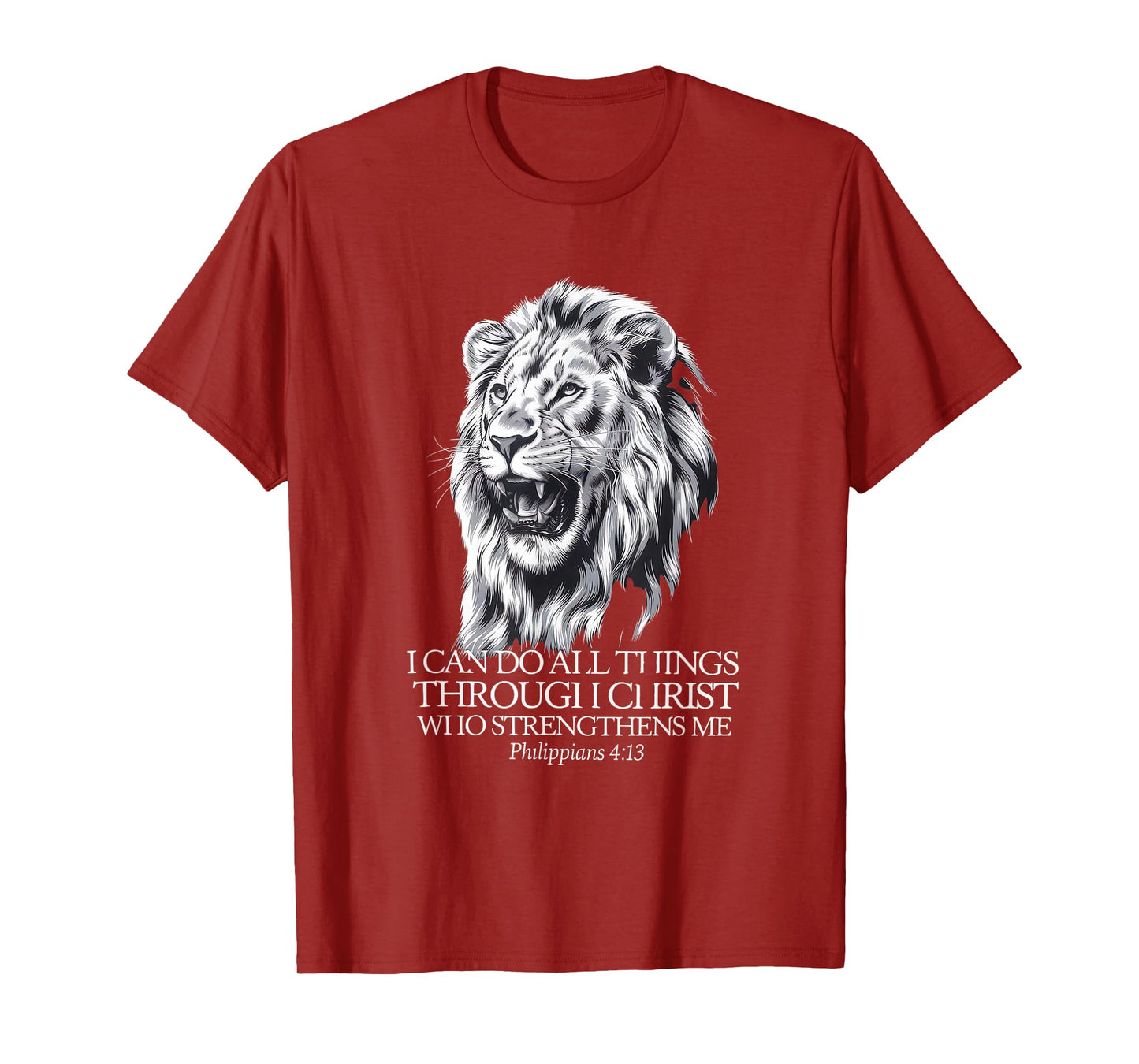 Christian Tshirt Philippians 4:13 Religious Lion Strengthens T-Shirt
