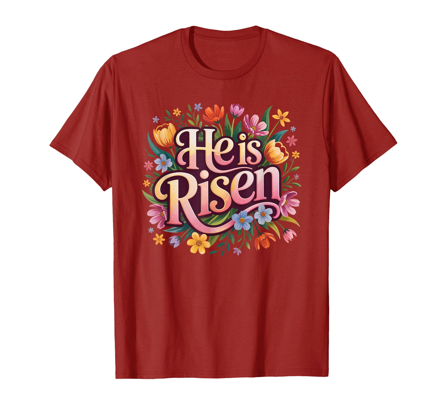 He is Risen Christian Easter Floral Graphic T-Shirt