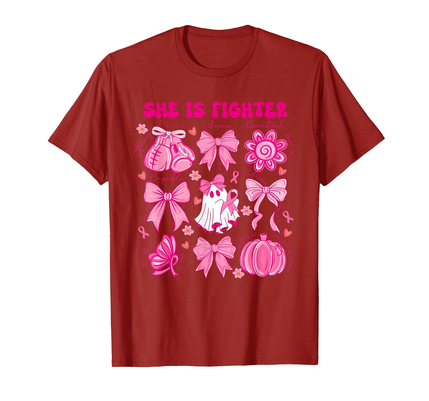 She is A Fighter Christian Breast Cancer Warrior Wear Pink T-Shirt