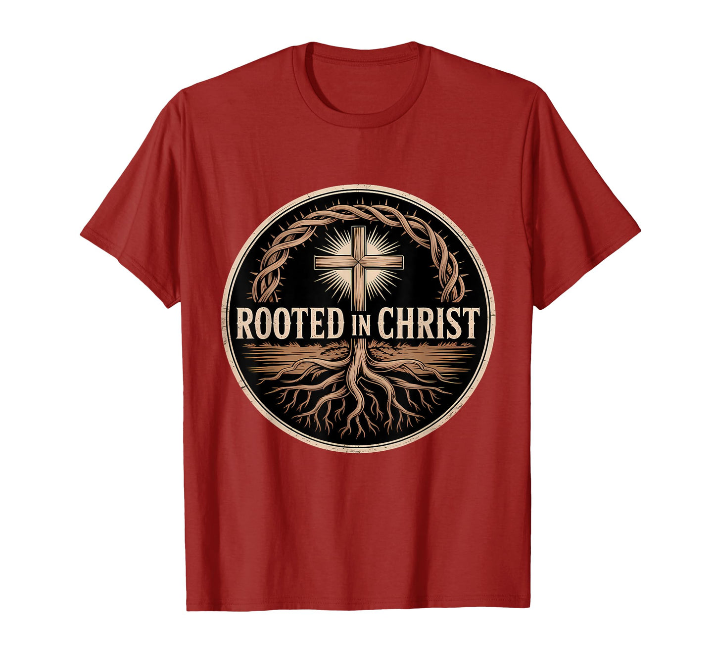 Rooted in Christ Jesus Cross Christian Faith T-Shirt