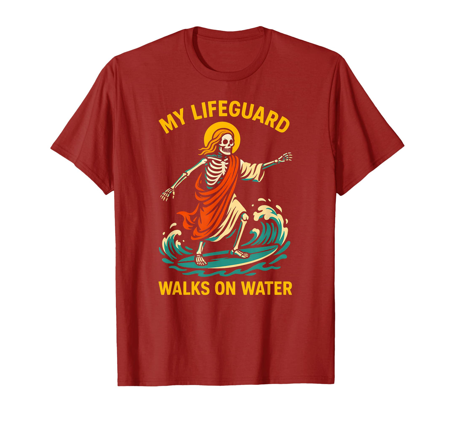 Jesus My Lifeguard Walks on Water Fun Mens Christian Faith T-Shirt