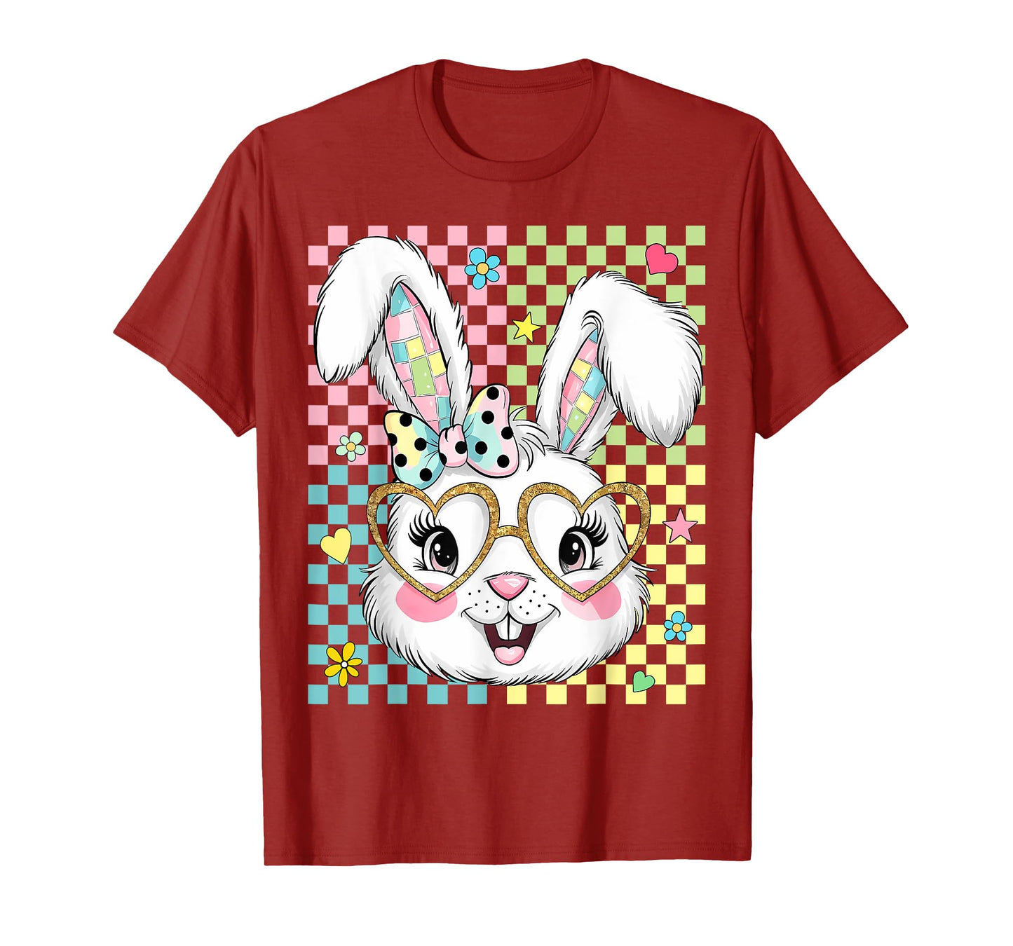 Happy Easter Vibes Cute Bunny Rabbit Face Women Girls Kids T-Shirt