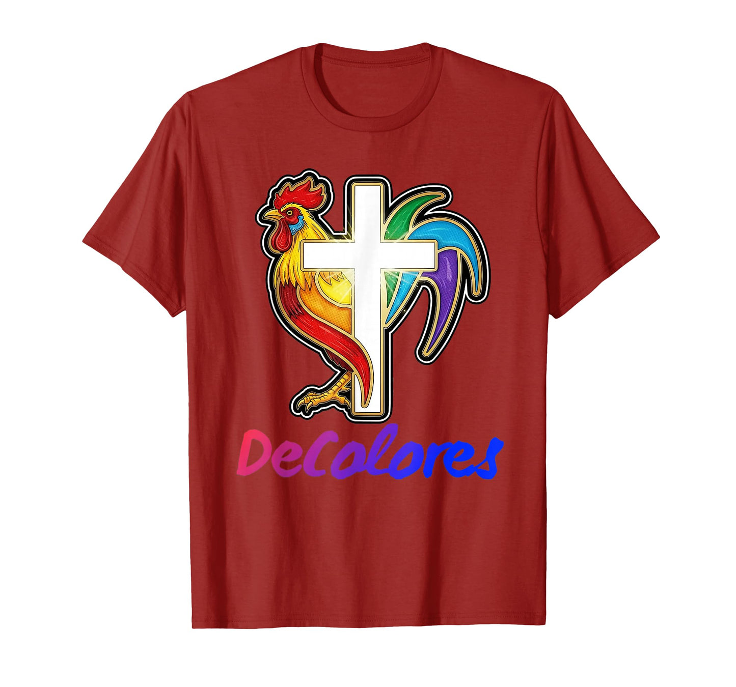 DeColores Cursillo Rainbow Rooster Catholic T-Shirt