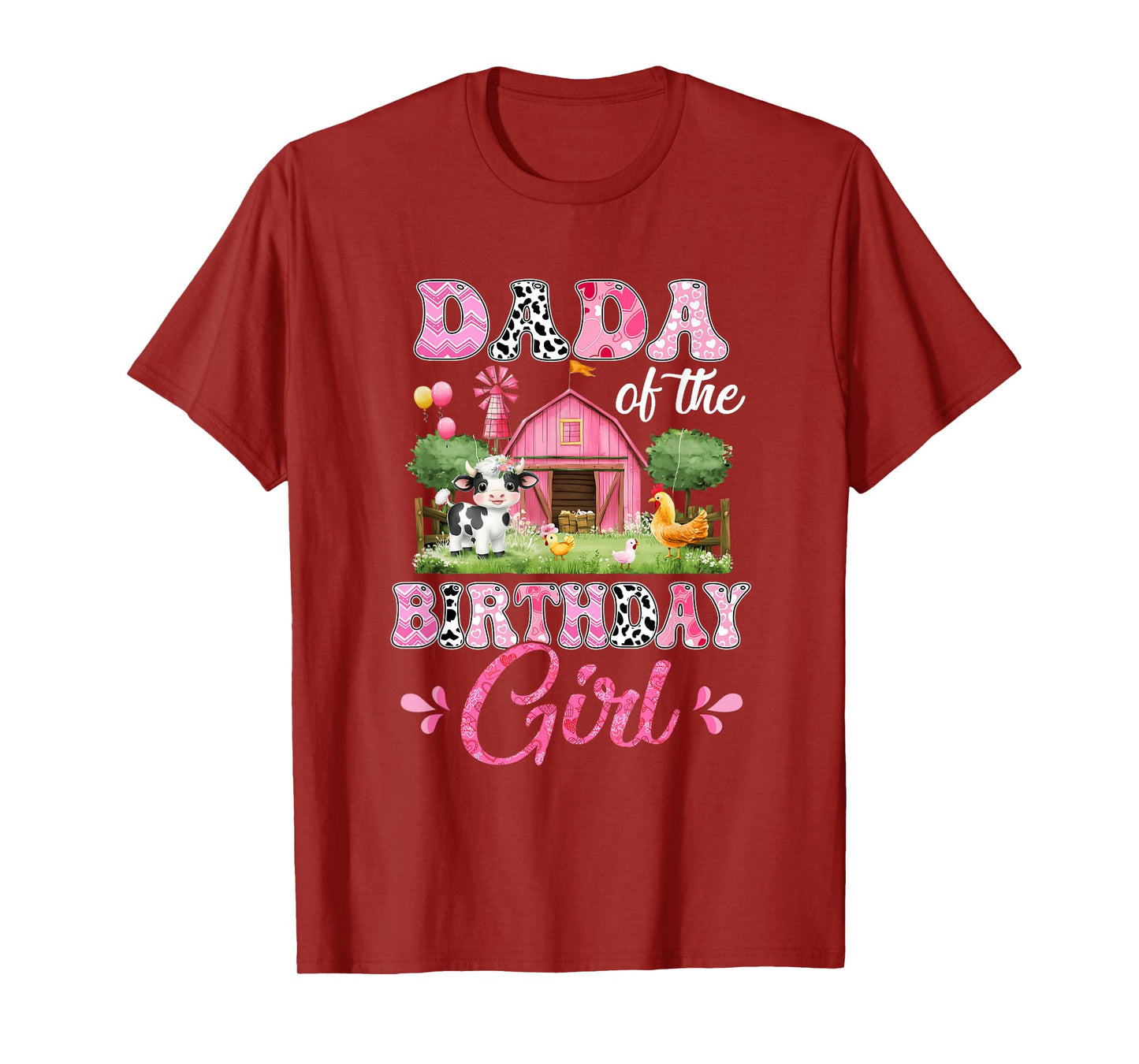 Dada Of The Birthday Girl 1St Birthday Cow Farm Family T-Shirt