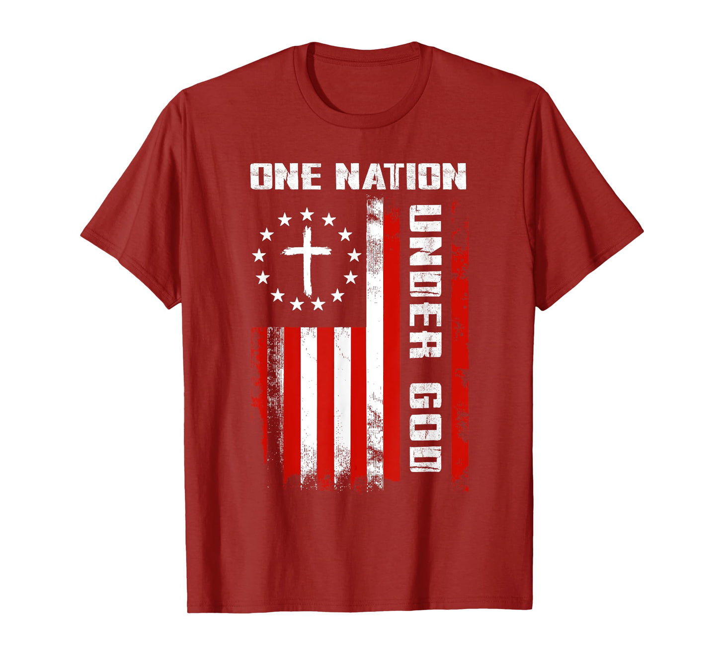 One Nation Under God American Flag Cross 4th Of July T-Shirt