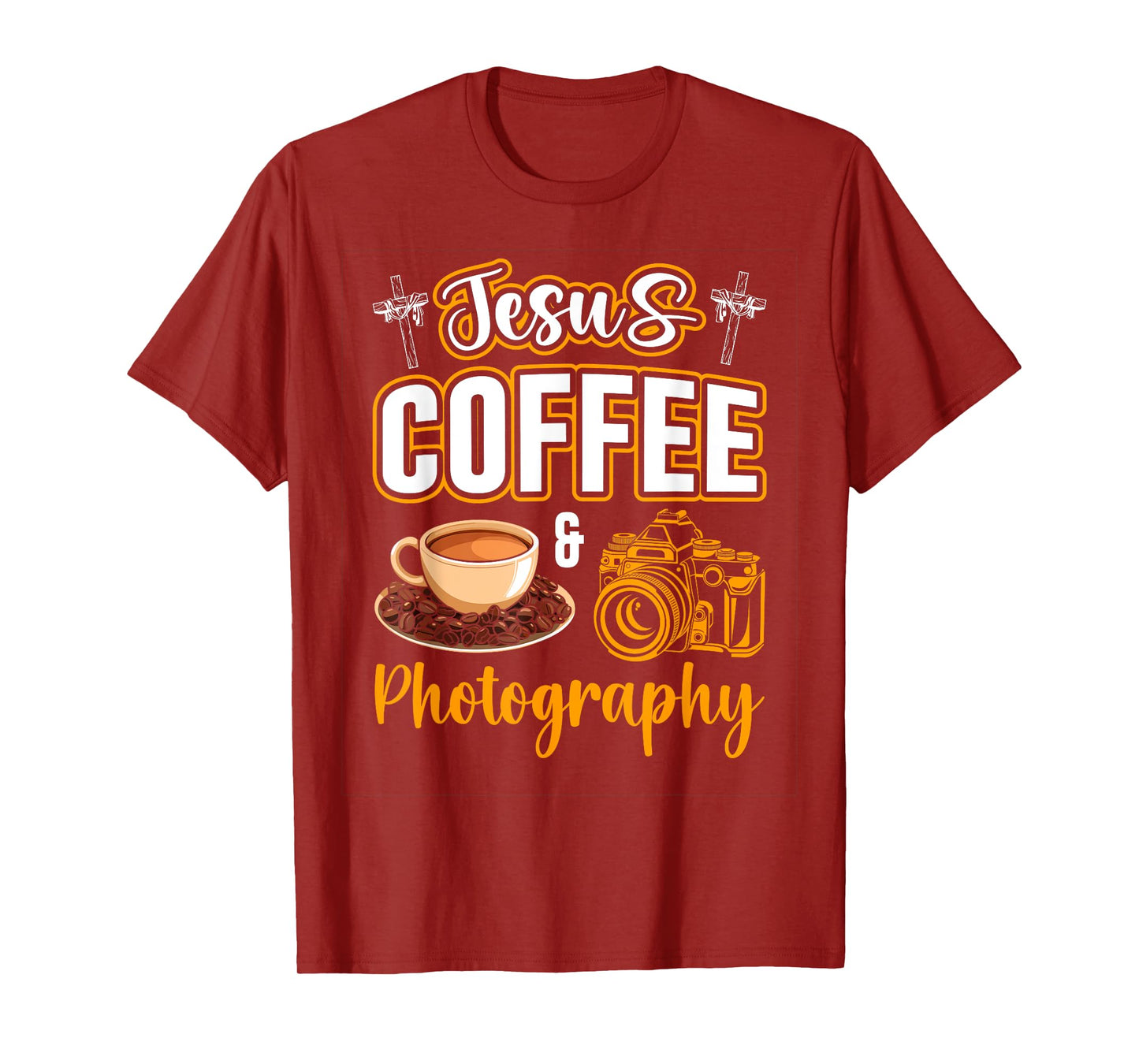 Jesus Coffee and Photography Funny Photographer Camera T-Shirt