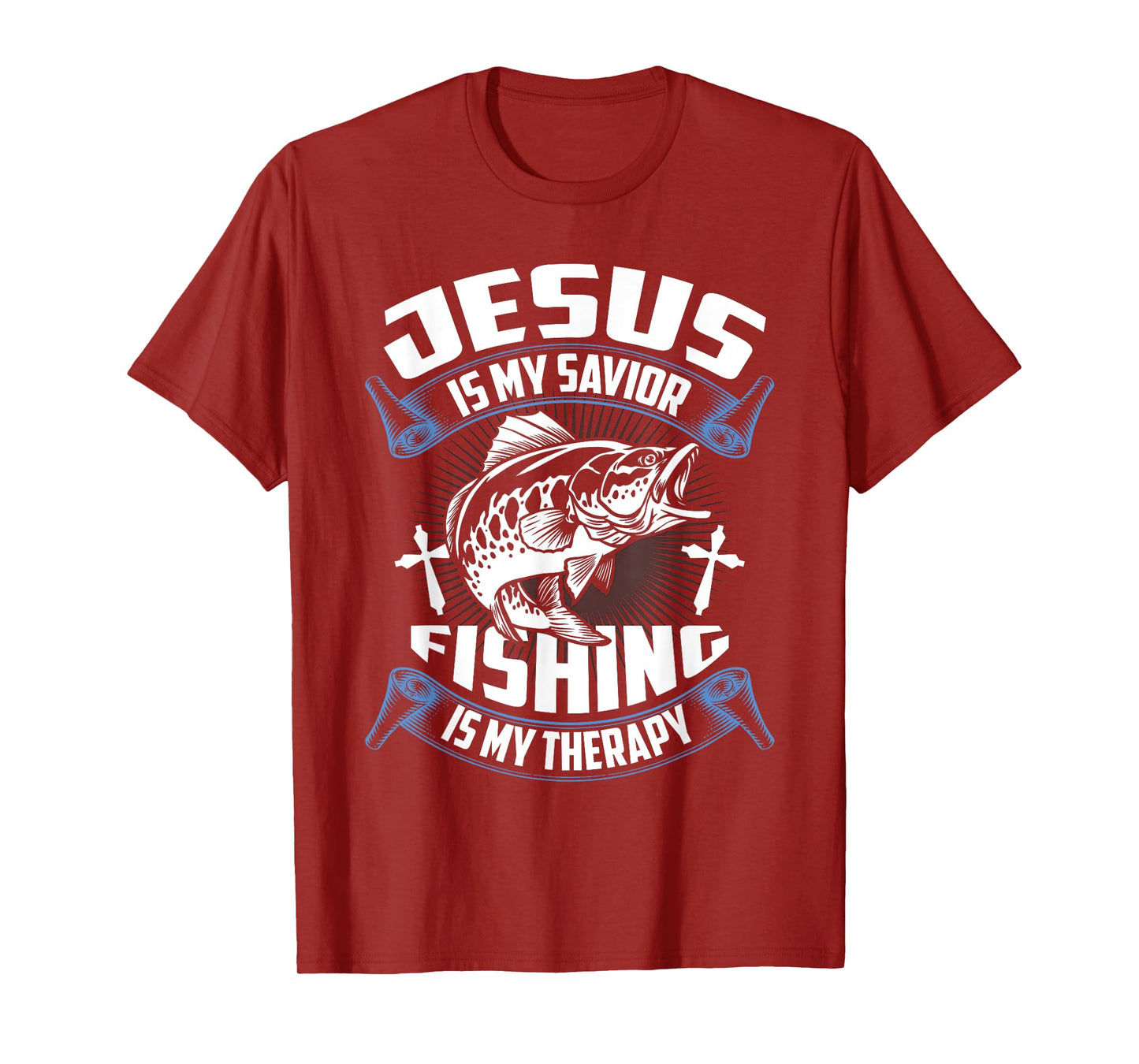 Jesus Is My Savior Fishing Is My Therapy Christian Fishermen T-Shirt