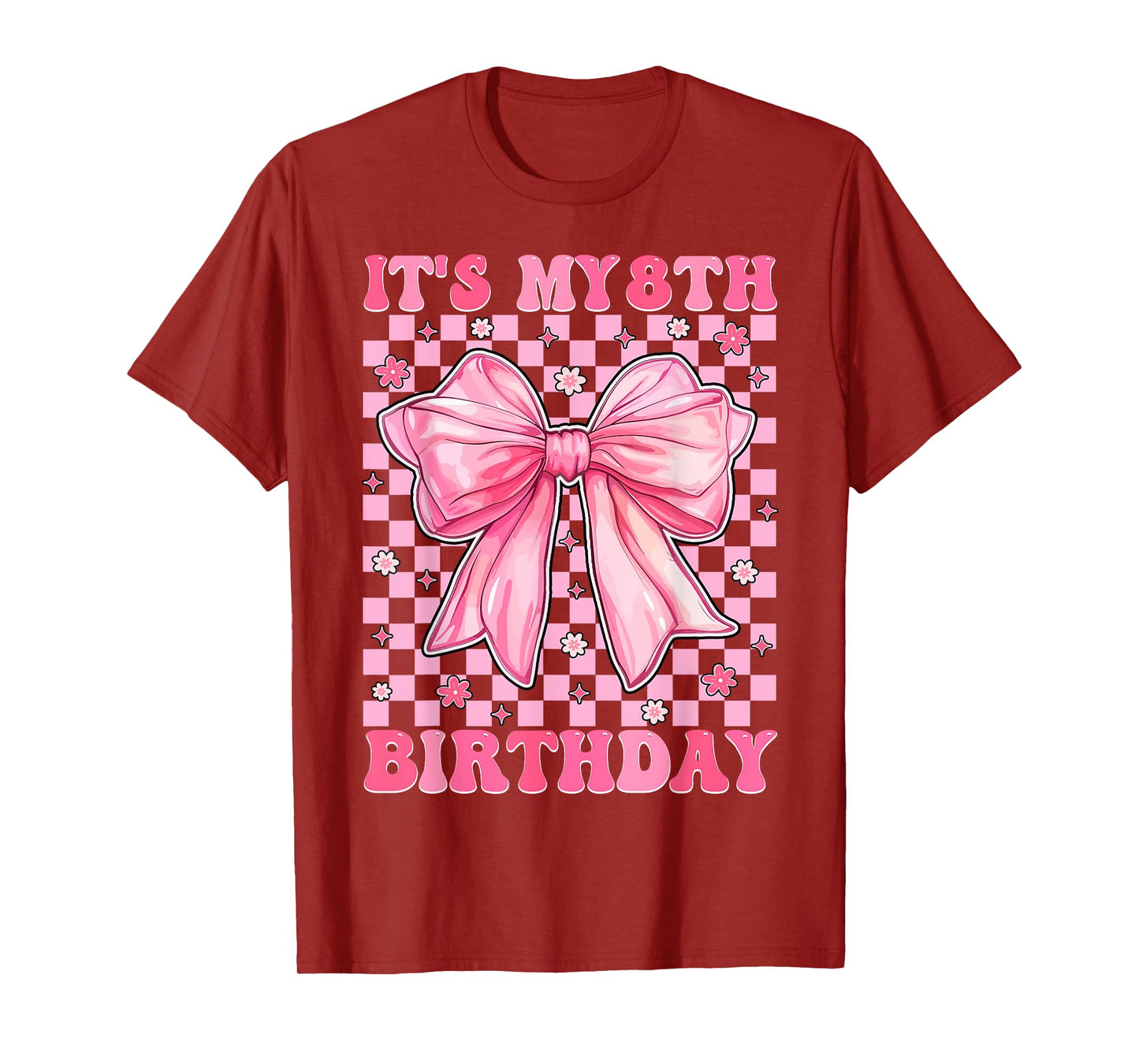 Birthday Girls Pink Coquette Bow It's My 8Th Birthday Girl T-Shirt