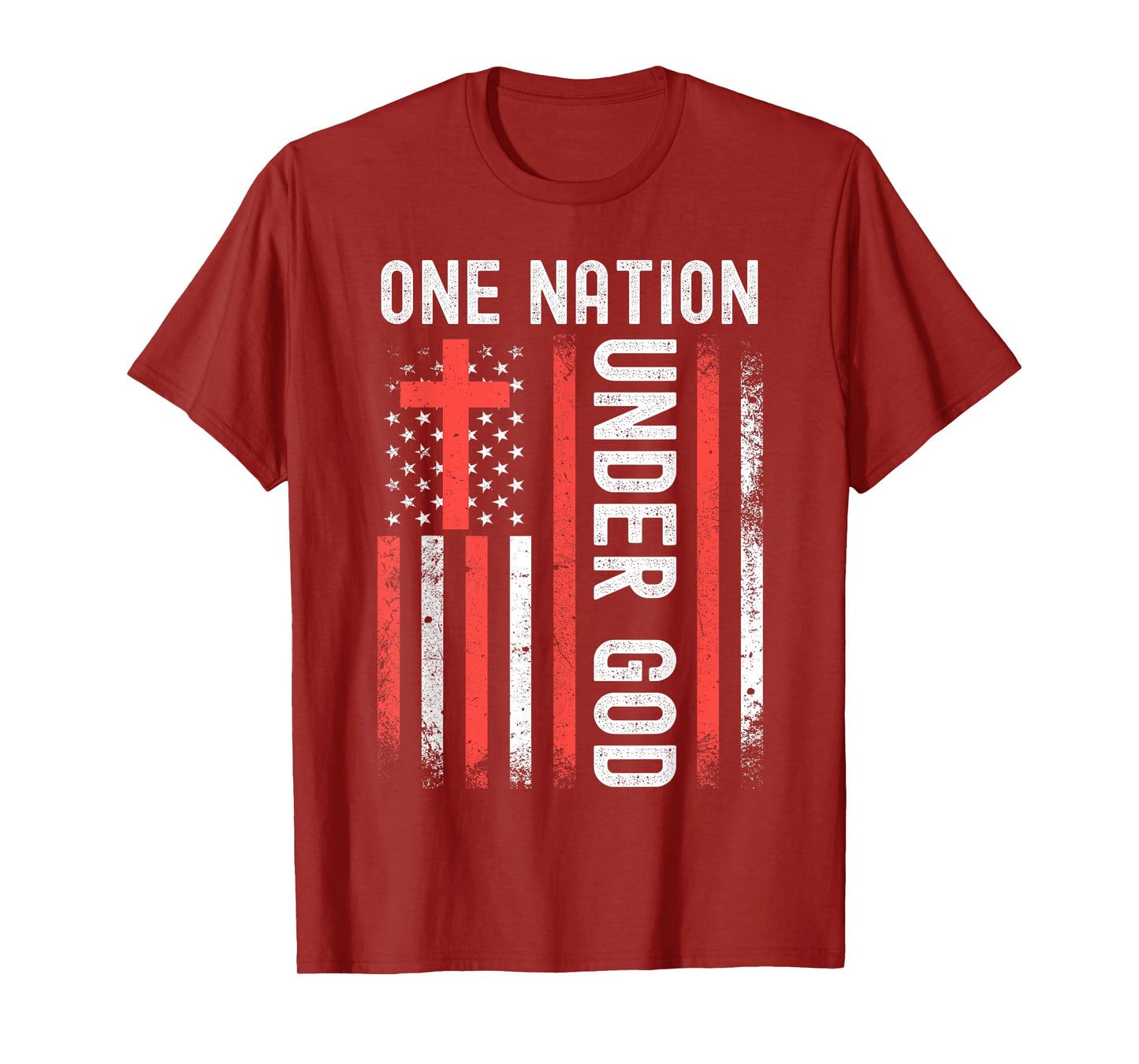 One Nation Under God Flag 4th Of July Patriotic Christian T-Shirt
