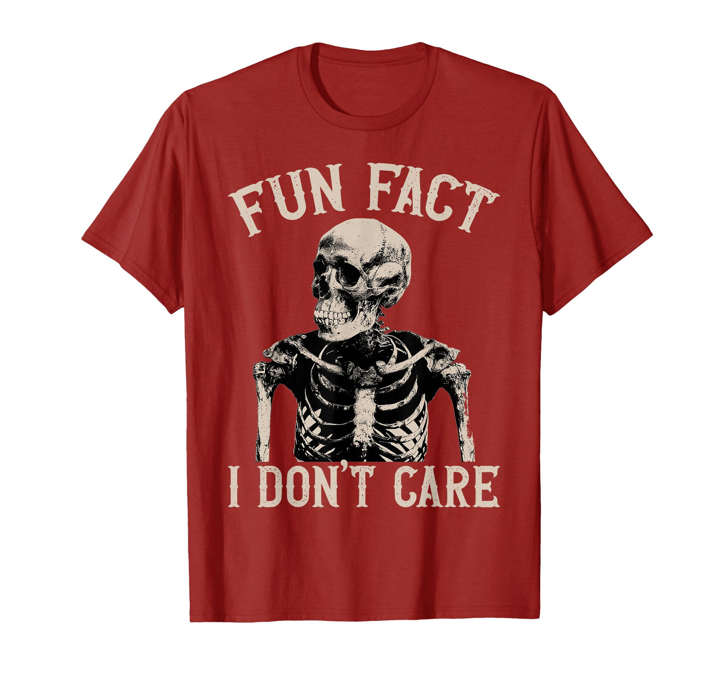 Fun Fact I Don’t Care Skull Funny Sarcastic Quote T-Shirt