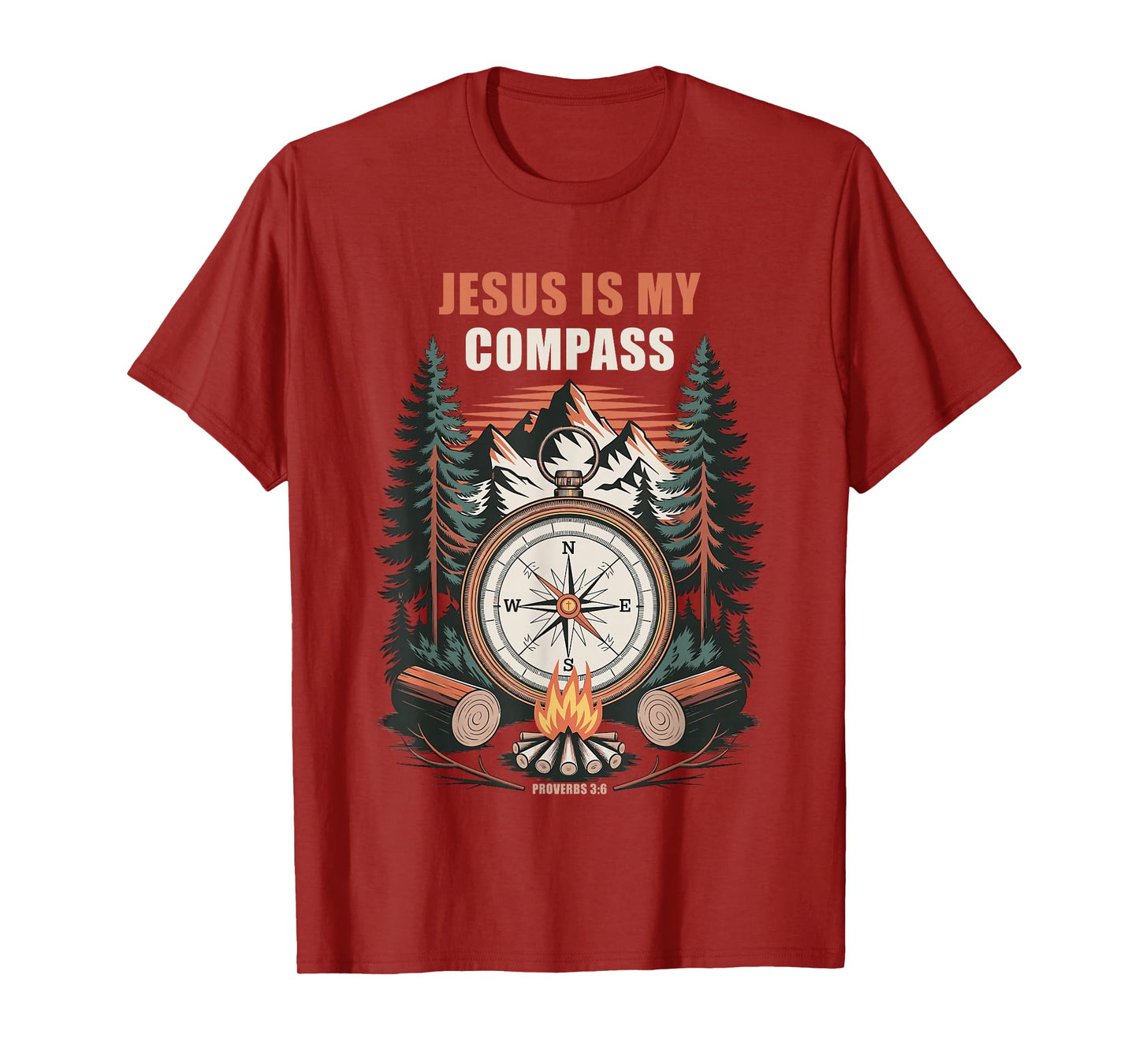 Jesus is My Compass – Proverbs 3:6 Christian Faith Camping T-Shirt